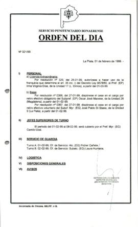 Orden del Día N° 21 1999-02-01