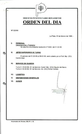 Orden del Día N° 23 1999-02-03