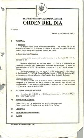 Orden del Día N° 1 1999-01-04