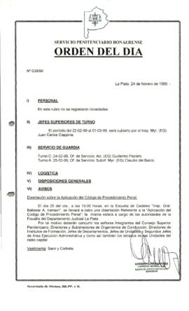 Orden del Día N° 38 1999-02-24