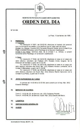 Orden del Día N° 31 1999-02-15