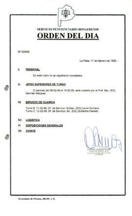 Orden del Día N° 29 1999-02-11